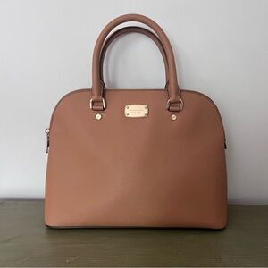 Michael Kors Tan Leather Purse Cindy Large Dome Acorn Purse Timeless Neutral Bag